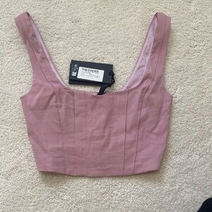 Pinko Dusty Rose Square-Neck Crop Top